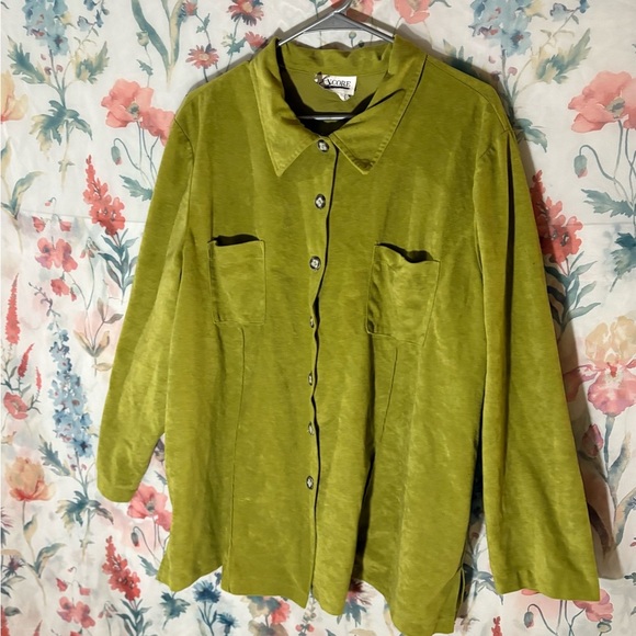 Vintage Encore Jeans Olive Button Down Shirt - Picture 2 of 10